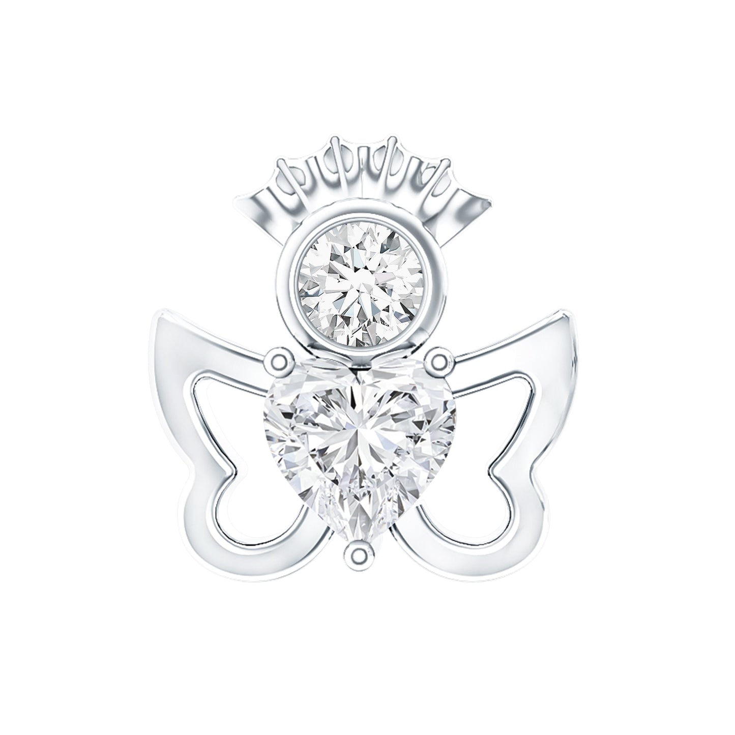 Heart Diamond Angel Earring for Helix Piercing
