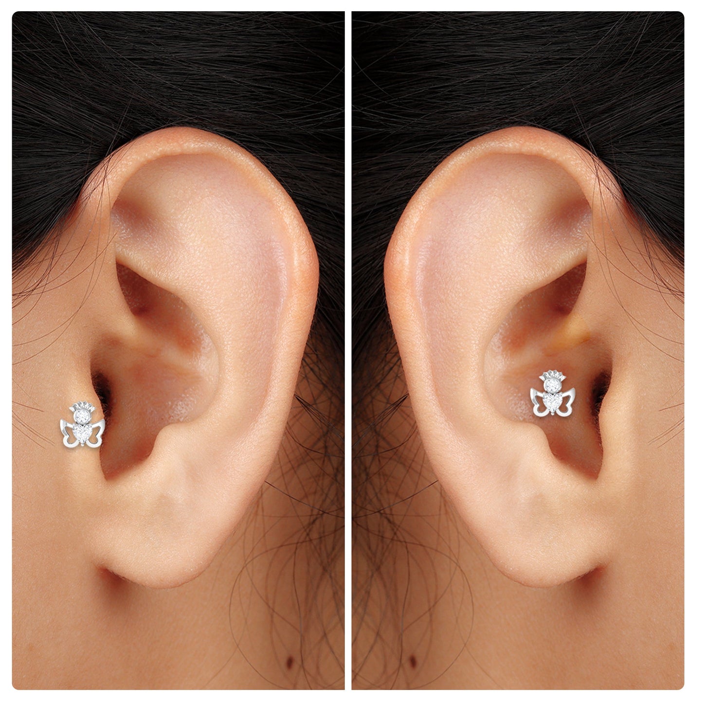 Heart Diamond Angel Earring for Helix Piercing