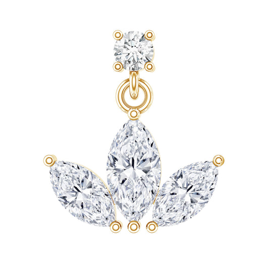 Marquise Diamond Lotus Cartilage Drop Earring