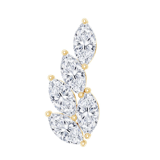 Marquise Diamond Leaf Cluster Earring for Helix Piercing