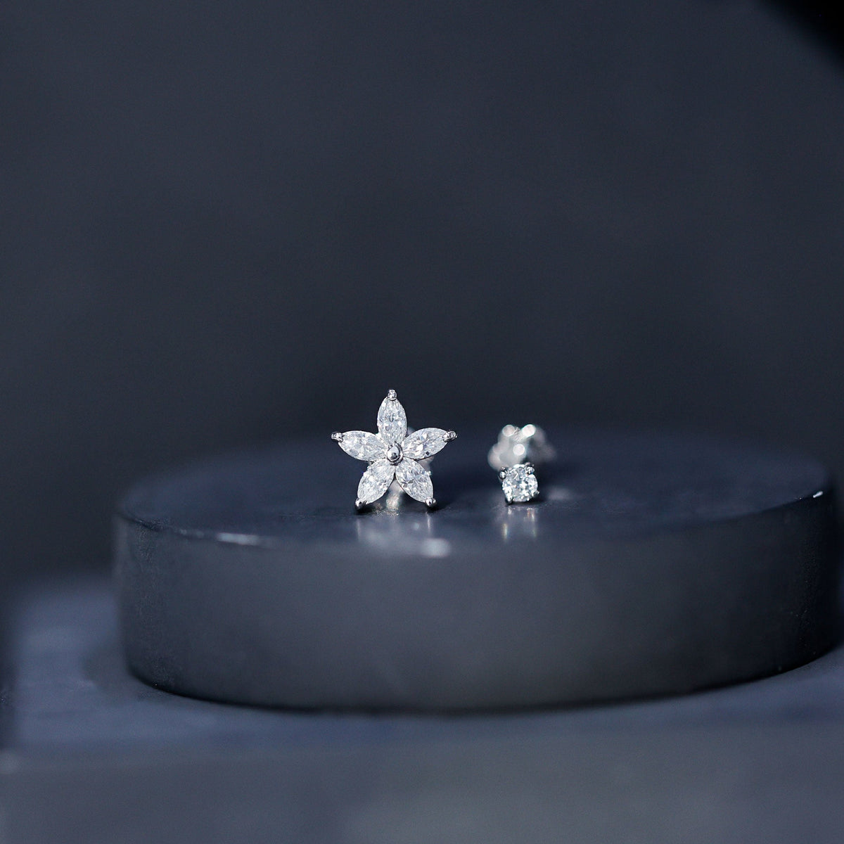 Marquise Diamond Flower Cartilage Earring Set
