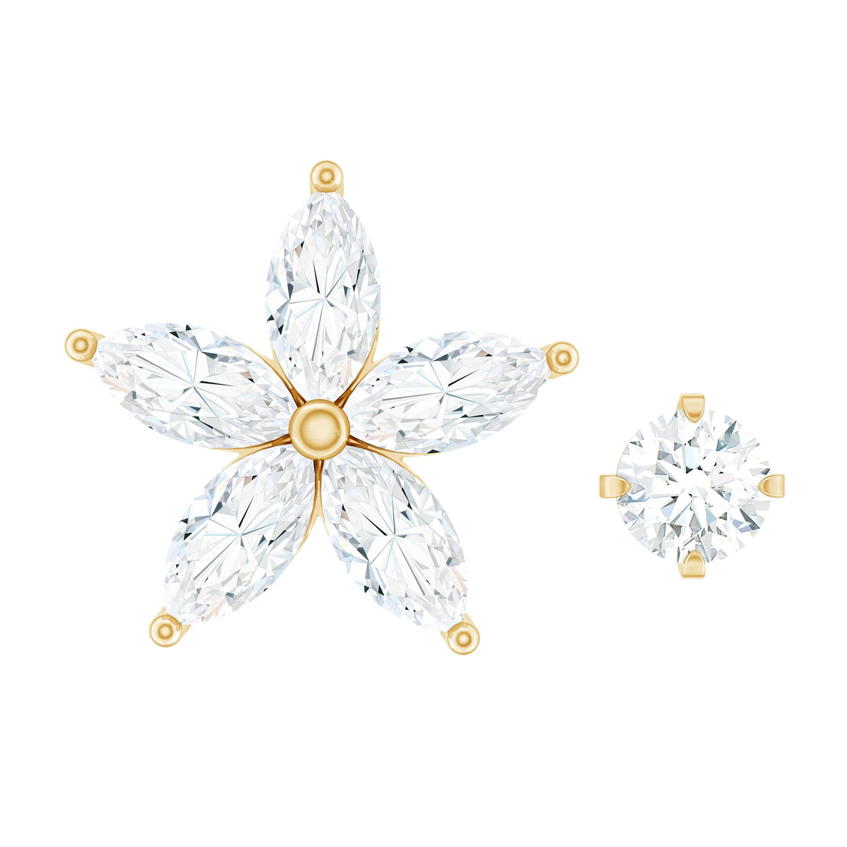 Marquise Diamond Flower Cartilage Earring Set
