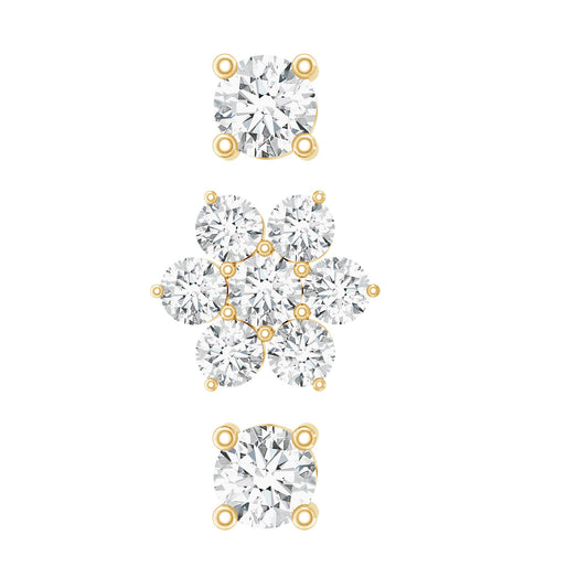 Certified Diamond Flower Helix Earring Set of 3