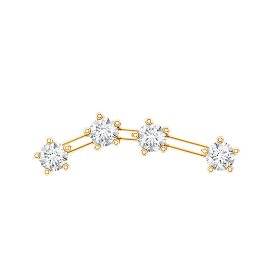 Diamond Aquarius Zodiac Earring for Helix Piercing
