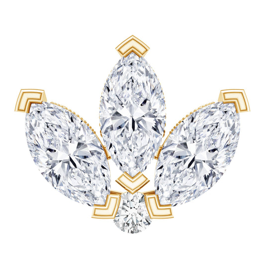 Marquise Diamond Lotus Earring for Cartilage Piercing