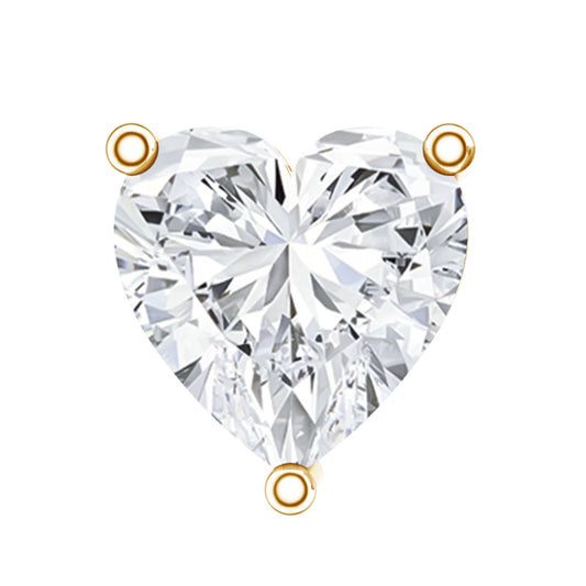Solitaire Diamond Heart Earring with Flat Back