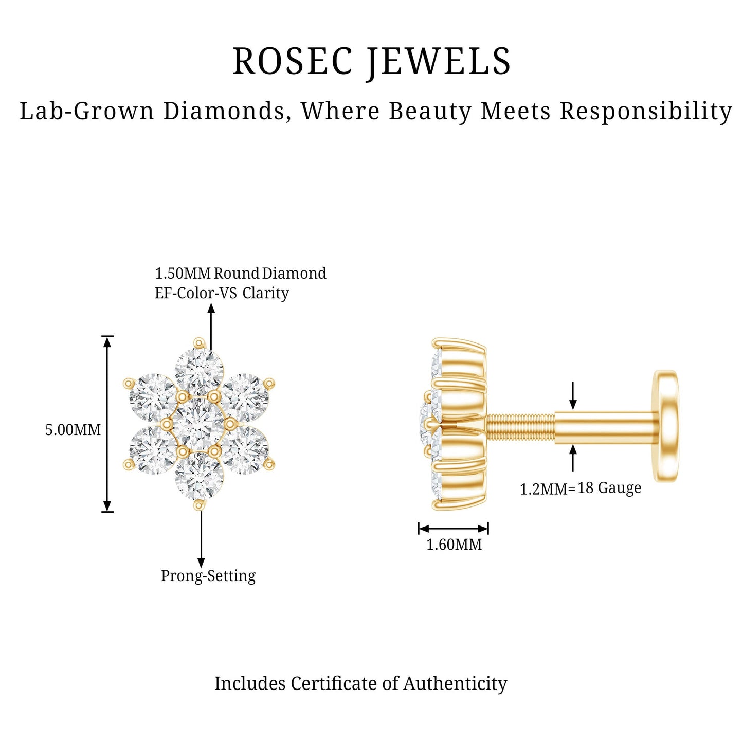 Simple Diamond Flower Cartilage Earring