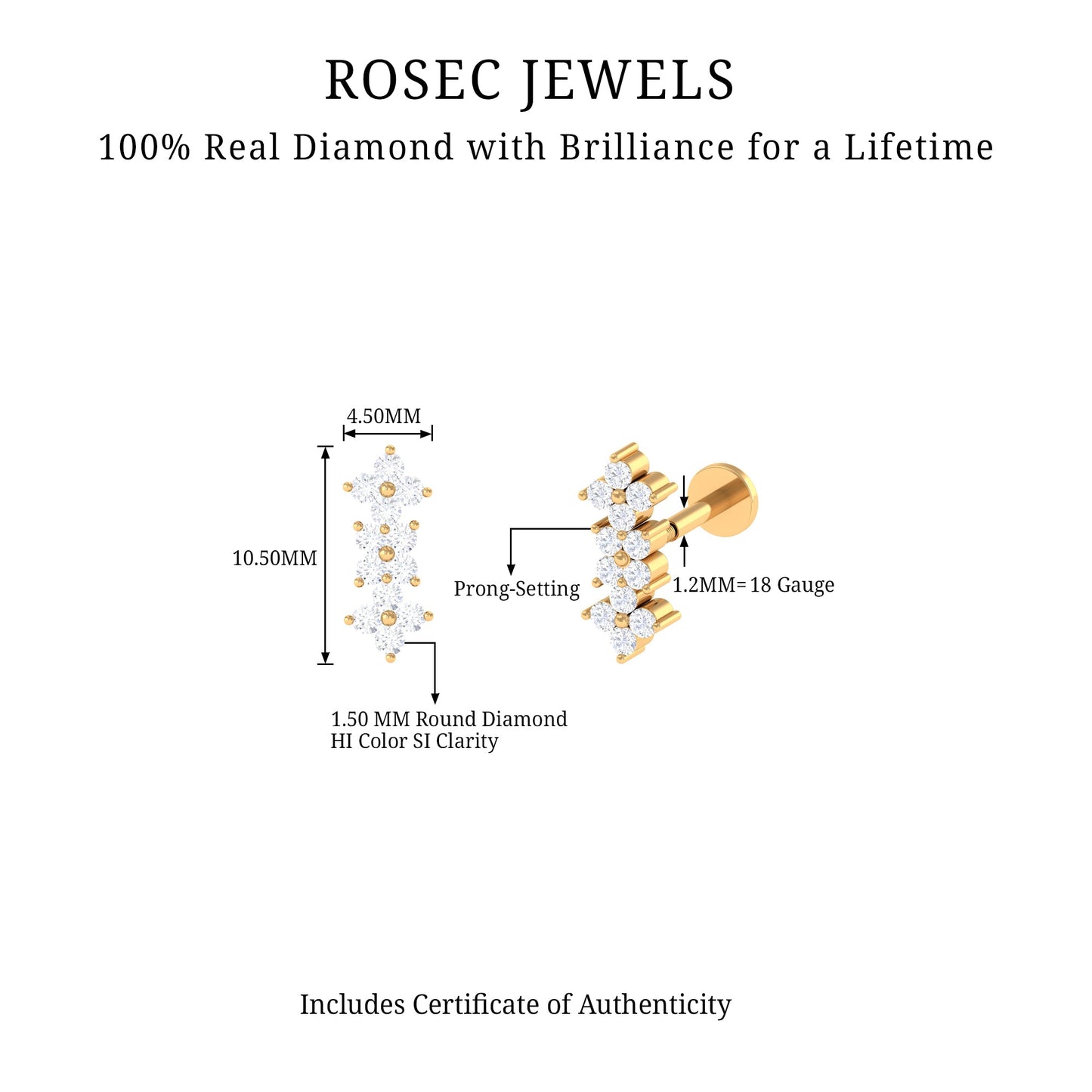 Diamond Flower Crawler Earring for Helix Piercing