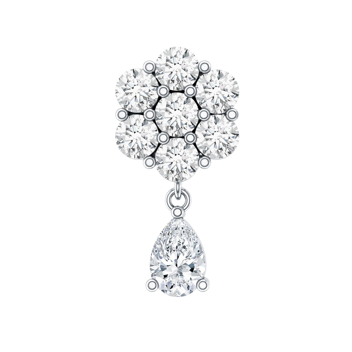 Elegant Diamond Flower Cartilage Drop Earring