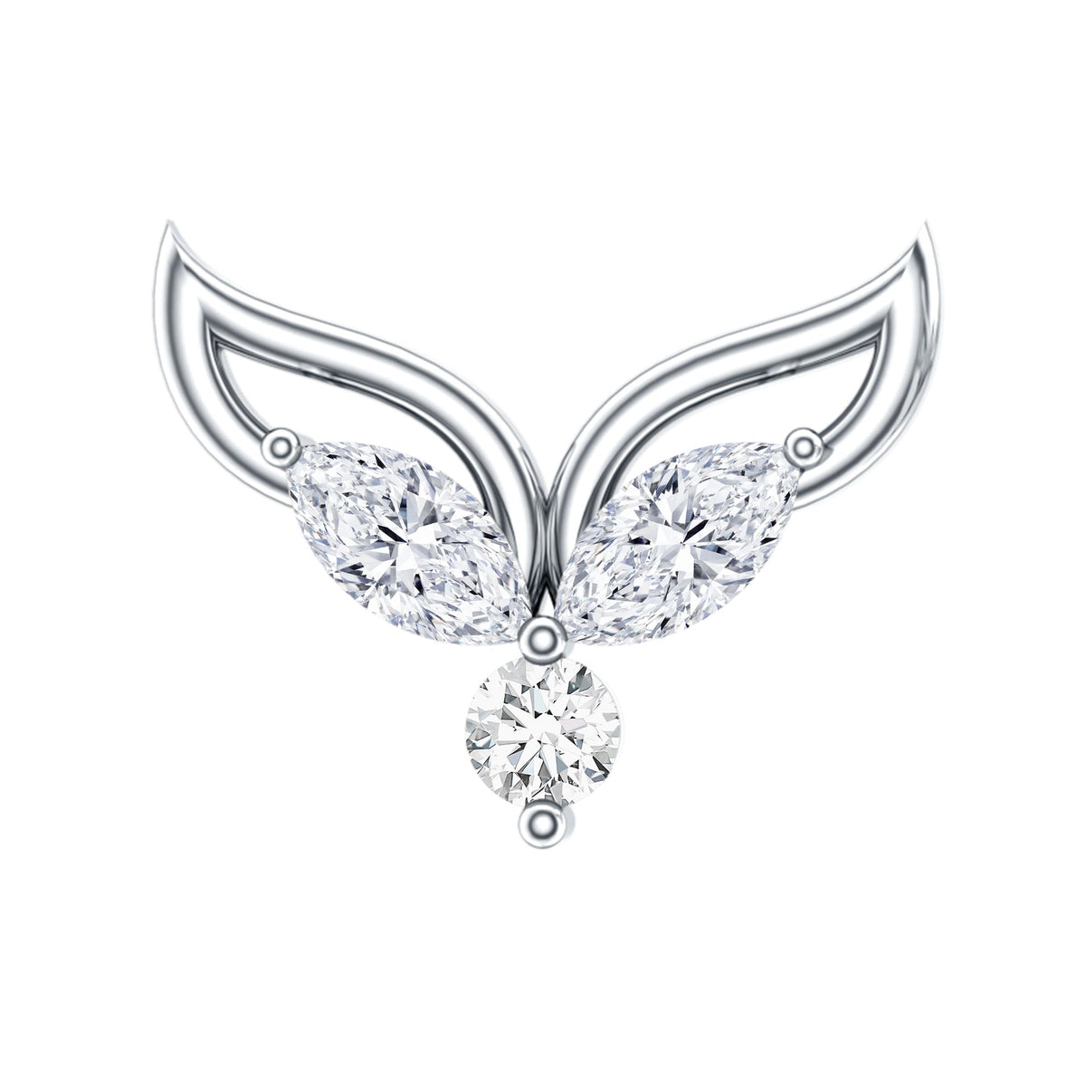 Marquise Diamond Leaf Earring for Cartilage Piercing