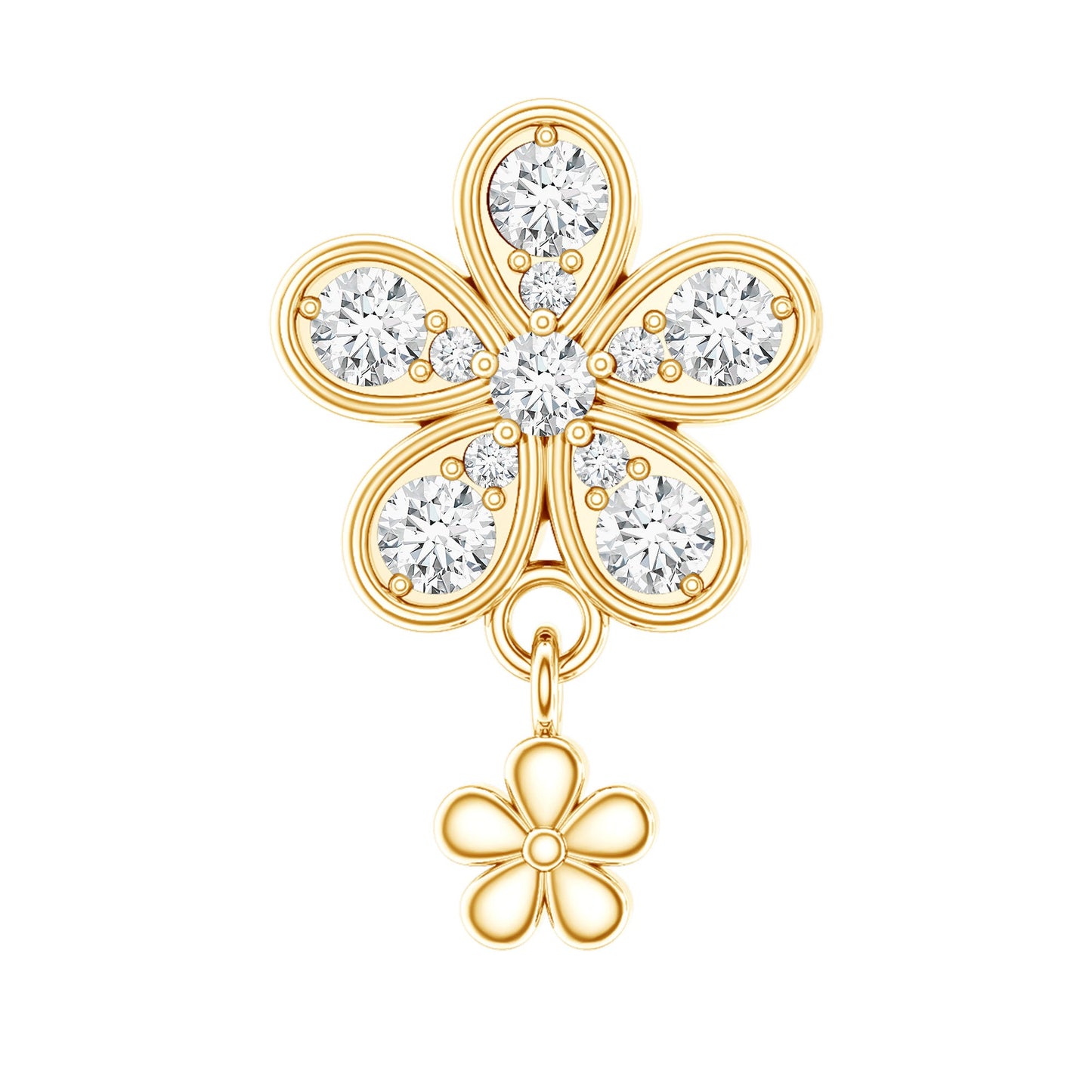 Certified Diamond Flower Helix Drop Earring