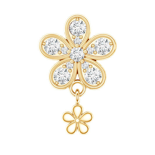 Certified Diamond Flower Helix Drop Earring
