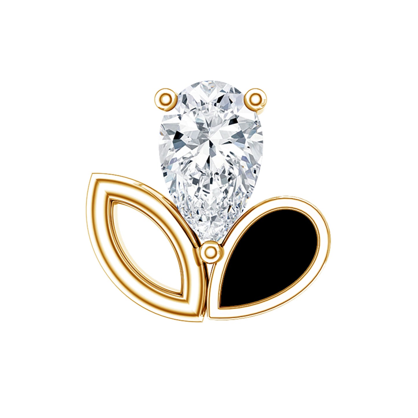 Pear Shape Diamond Leaf Earring for Helix Piercing