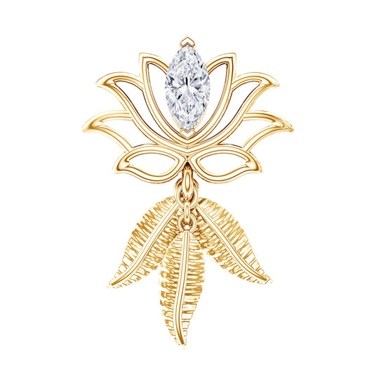 Marquise Diamond Lotus Flower Drop Earring