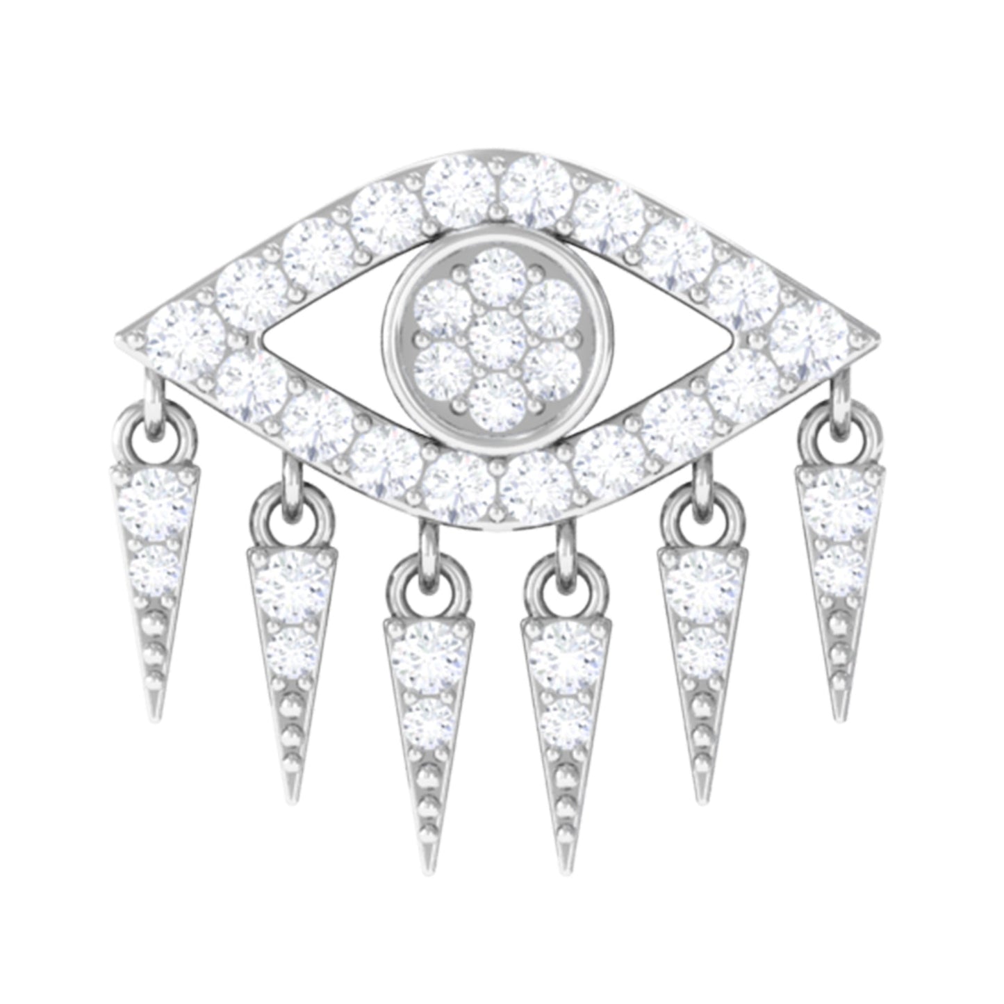 Diamond Evil Eye Earring for Upper Lobe Piercing