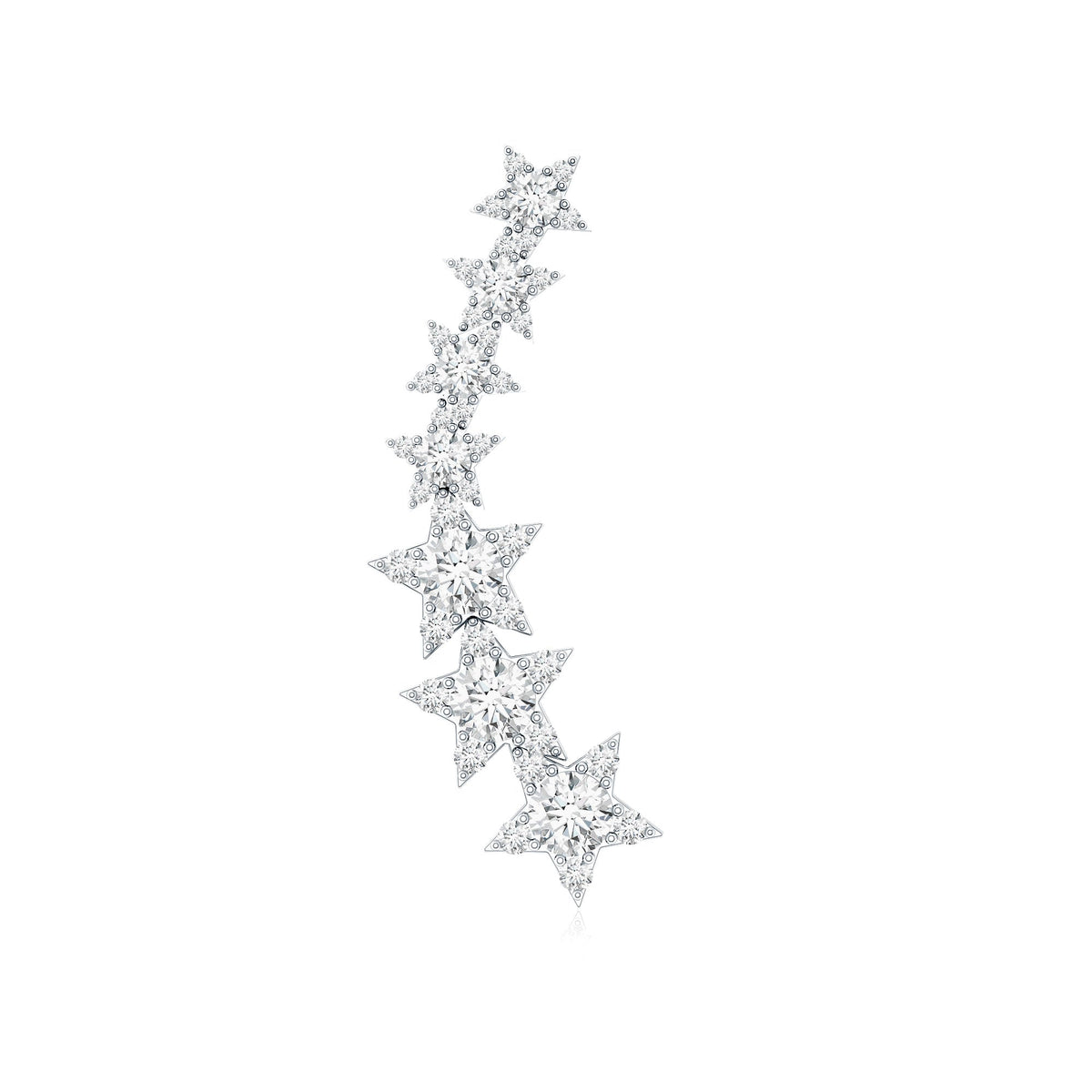 Certified Diamond Star Ear Cuff Earring for Helix Piercing