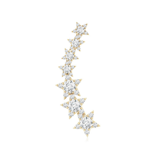 Certified Diamond Star Ear Cuff Earring for Helix Piercing