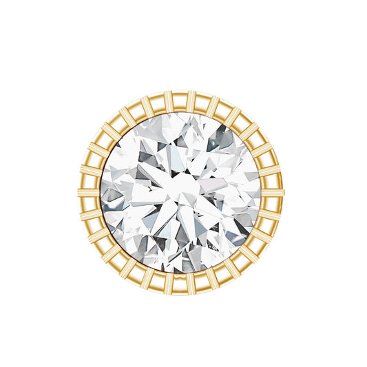Bezel Set Diamond Solitaire Stud Earring for Helix Piercing