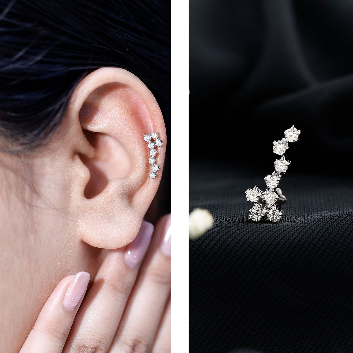 Certified Diamond Scorpio Zodiac Earring for Helix Piercing
