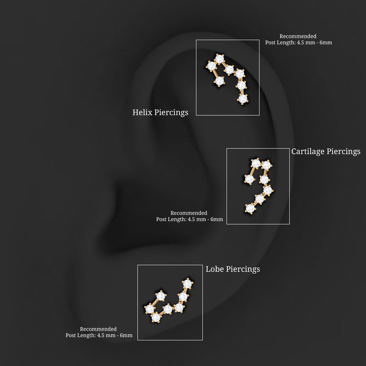 Diamond Taurus Zodiac Crawler Earring