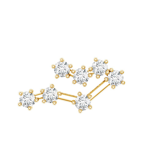 Round Diamond Gemini Zodiac Cartilage Earring