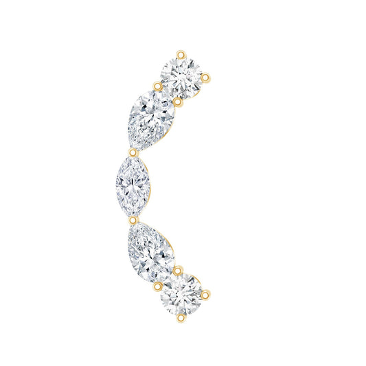 Pear Diamond Ear Crawler Earring for Helix Piercing