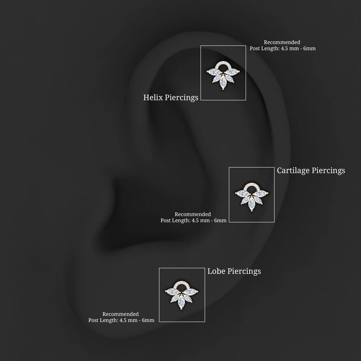 Unique Marquise Diamond Cartilage Piercing Earring