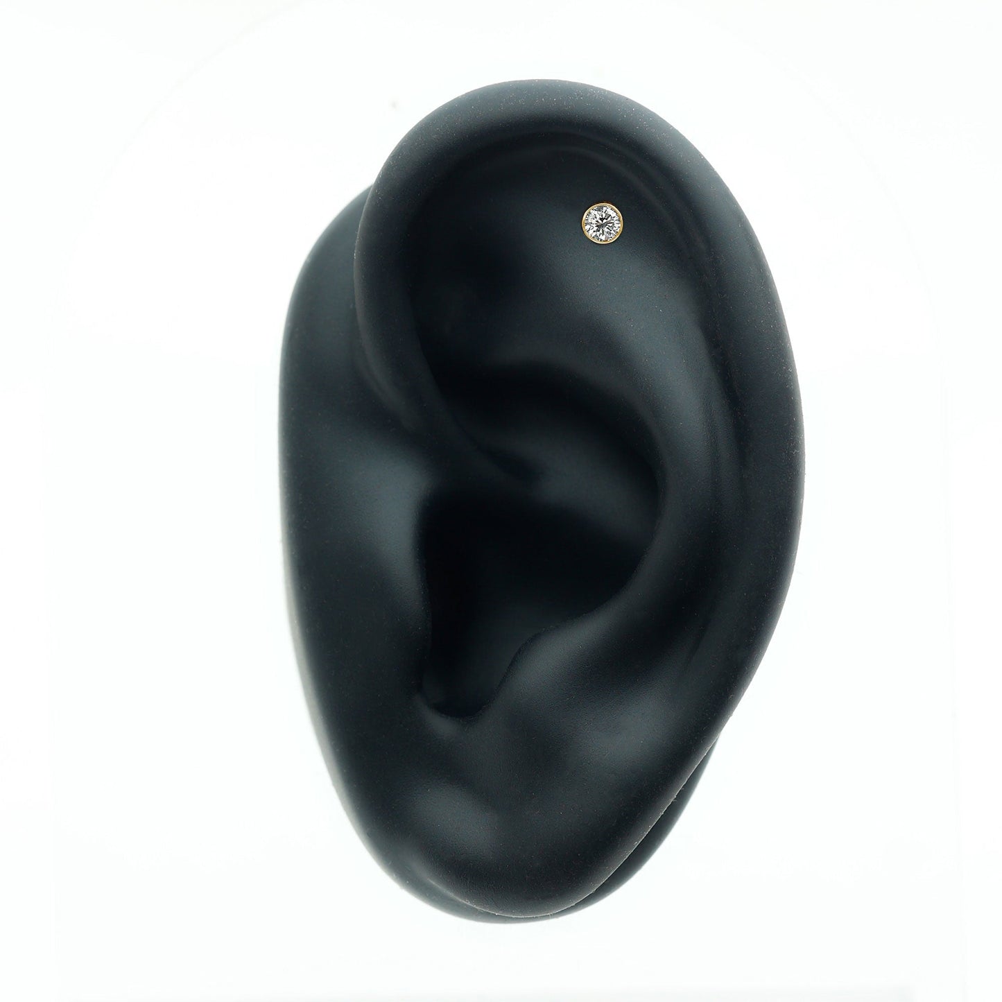 Bezel Set Diamond Cartilage Earring with Flat Back