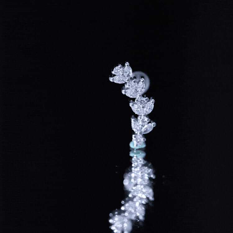 Nature Inspired Diamond Leaf Crawler Helix Earring