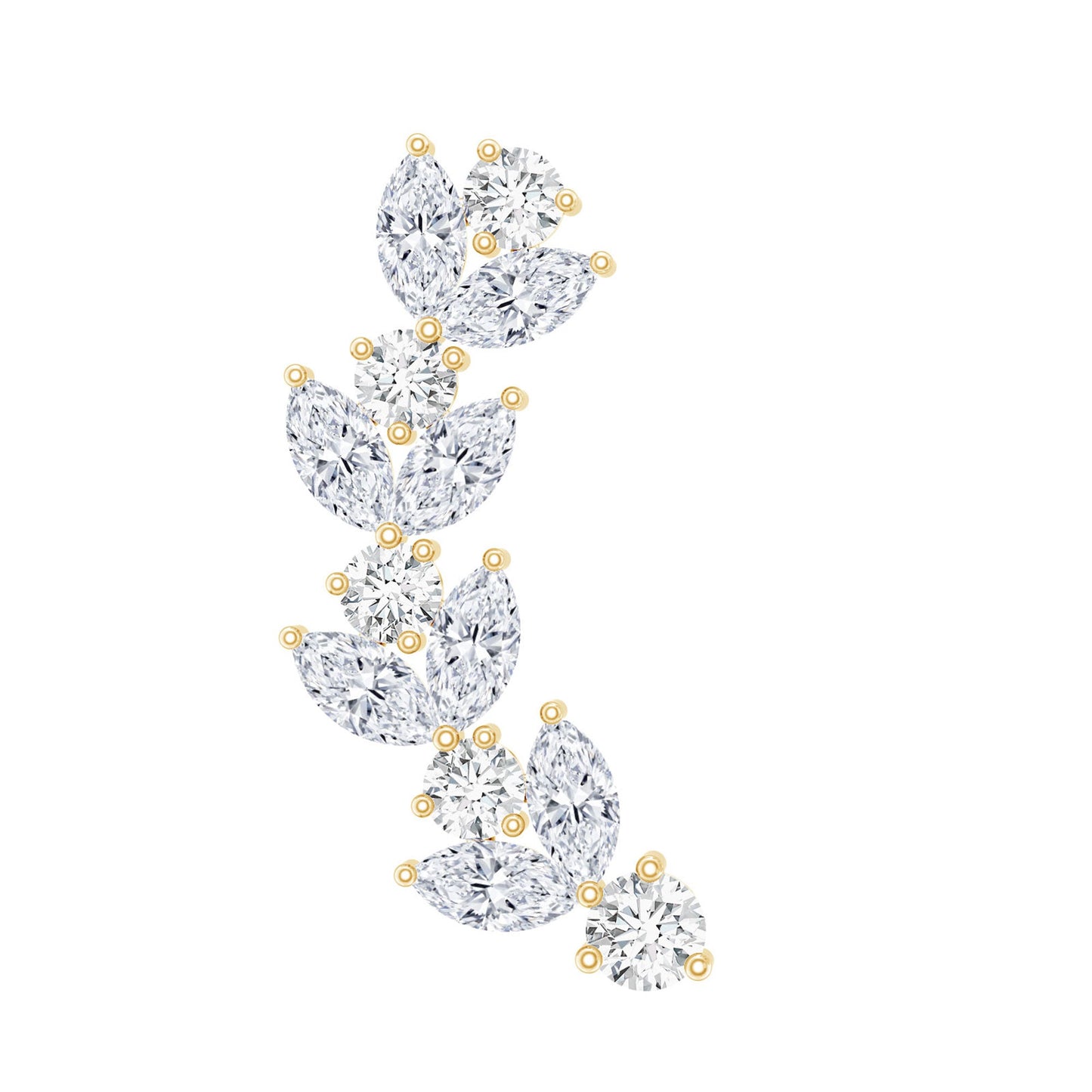 Nature Inspired Diamond Leaf Crawler Helix Earring