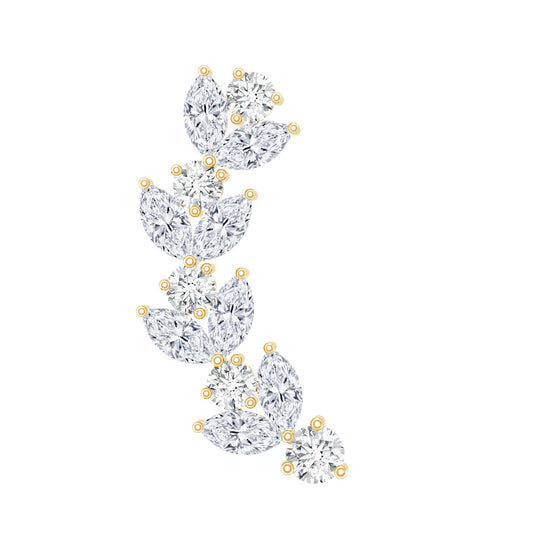 Nature Inspired Diamond Leaf Crawler Helix Earring
