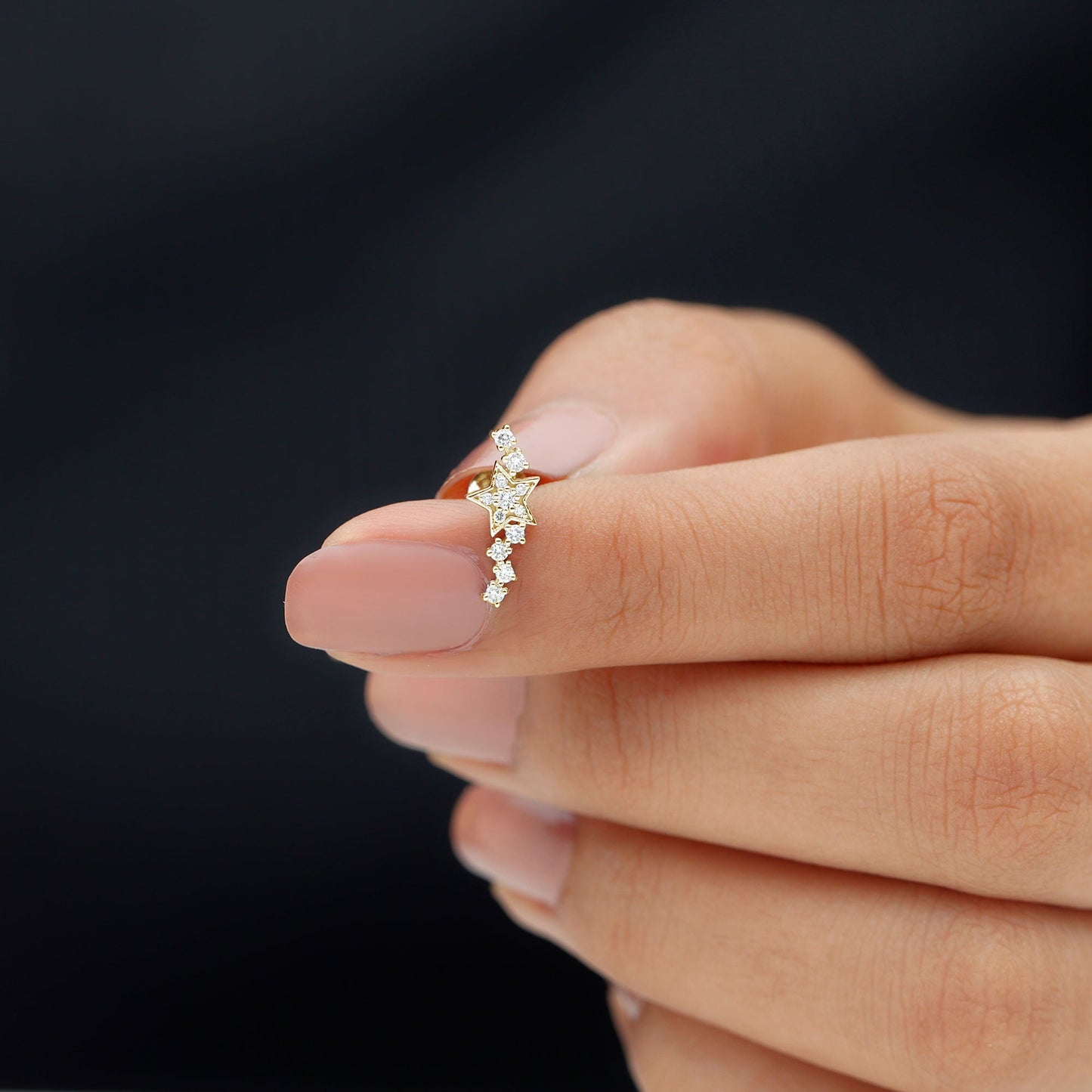 Certified Diamond Star Crawler Earring for Helix Piercing