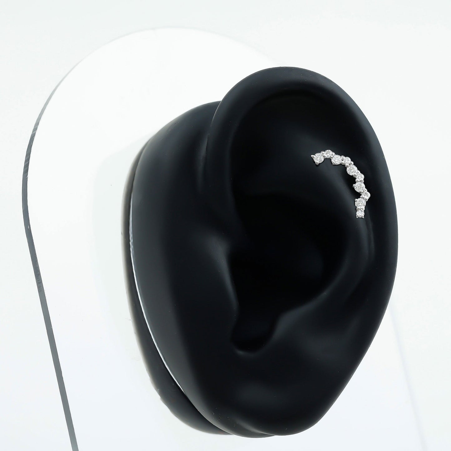 Round Cut Moissanite Ear Crawler Earring for Helix Piercing