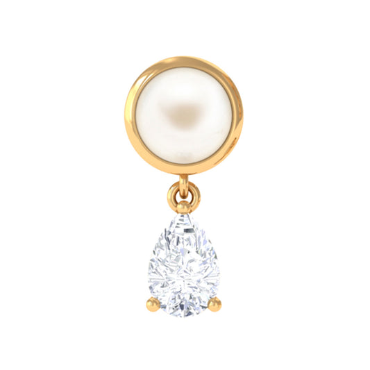 Certified Freshwater Pearl and Diamond Helix Drop Earring
