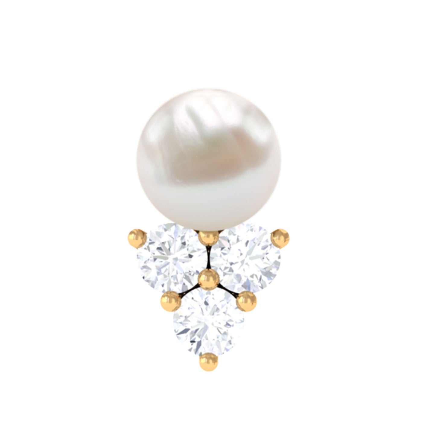 2 Carat Freshwater Pearl and Diamond Tragus Earring