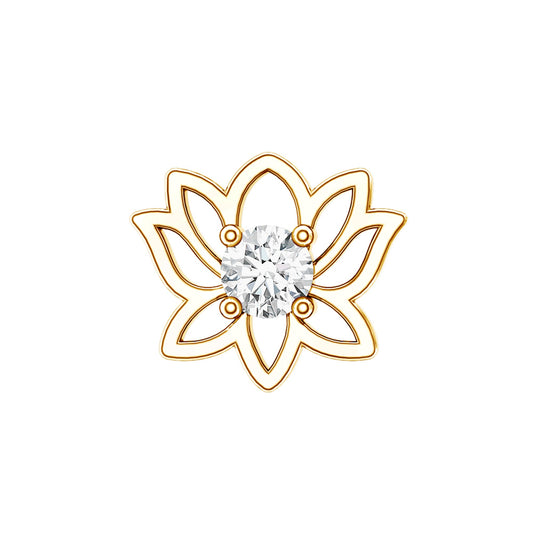 Nature Inspired Diamond Lotus Earring for Helix Piercing