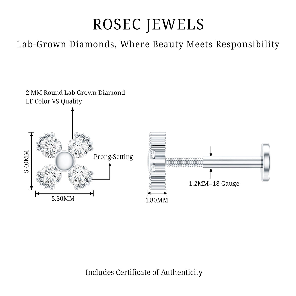 Round Diamond Minimal Helix Earring