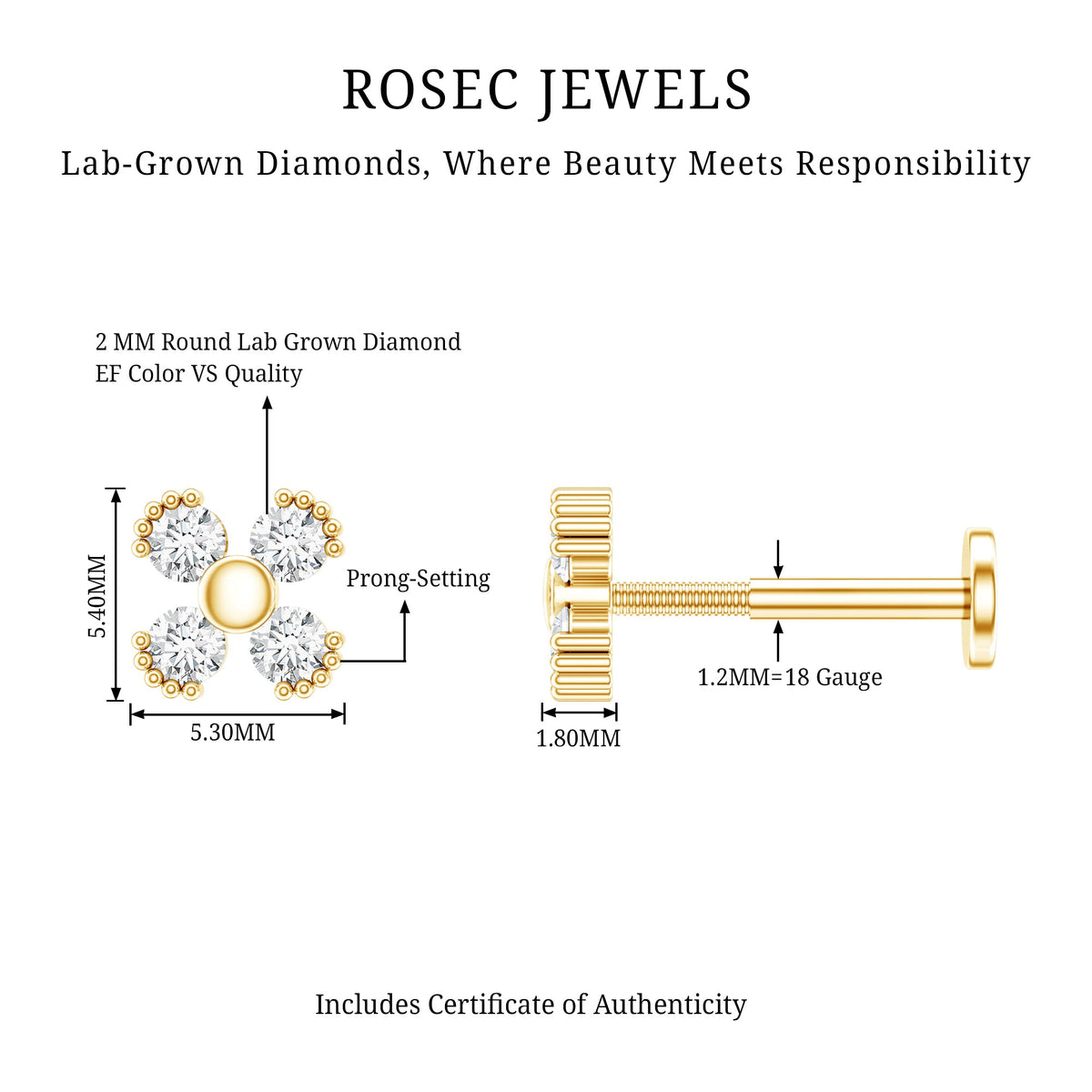 Round Diamond Minimal Helix Earring
