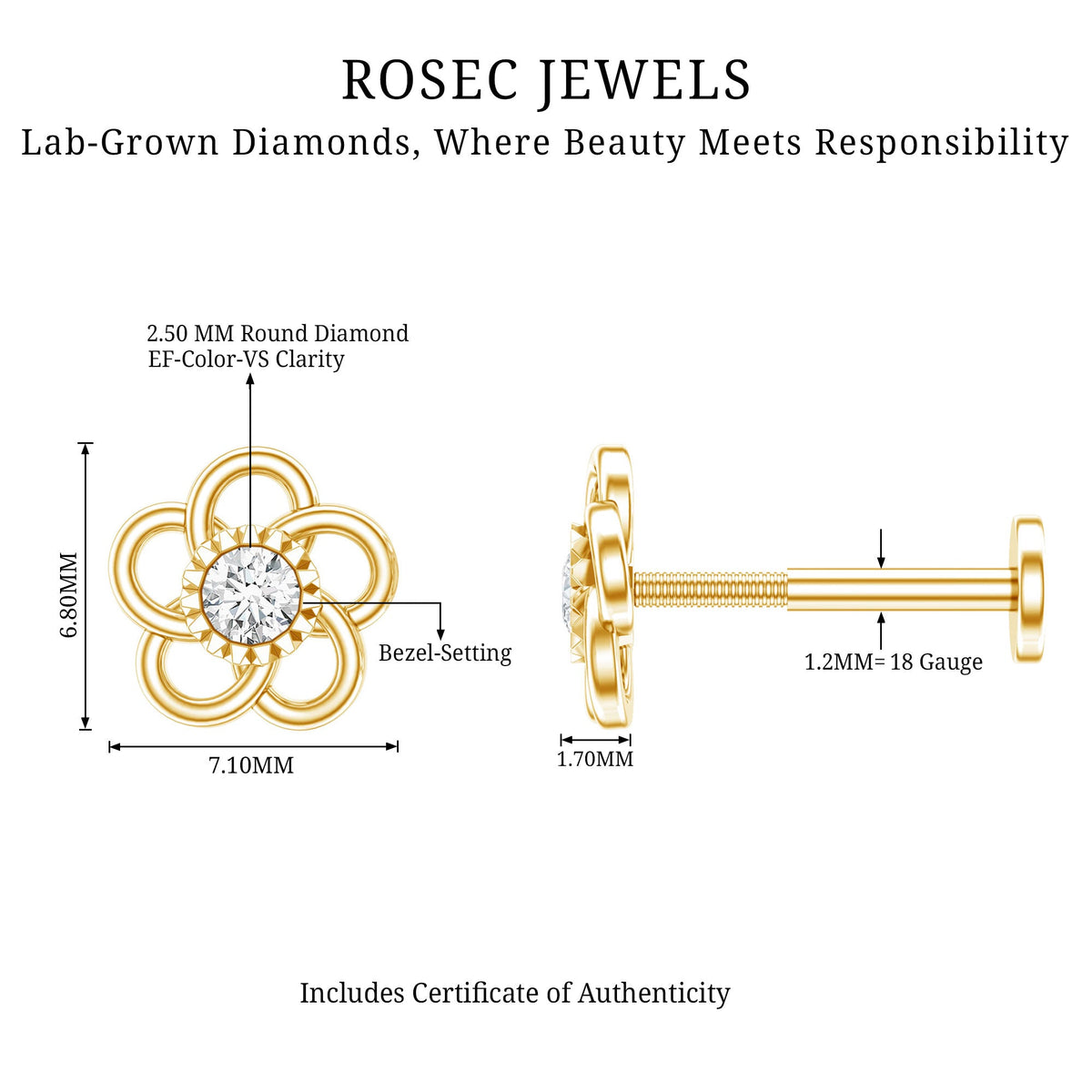 Diamond Flower Earring for Cartilage Piercing