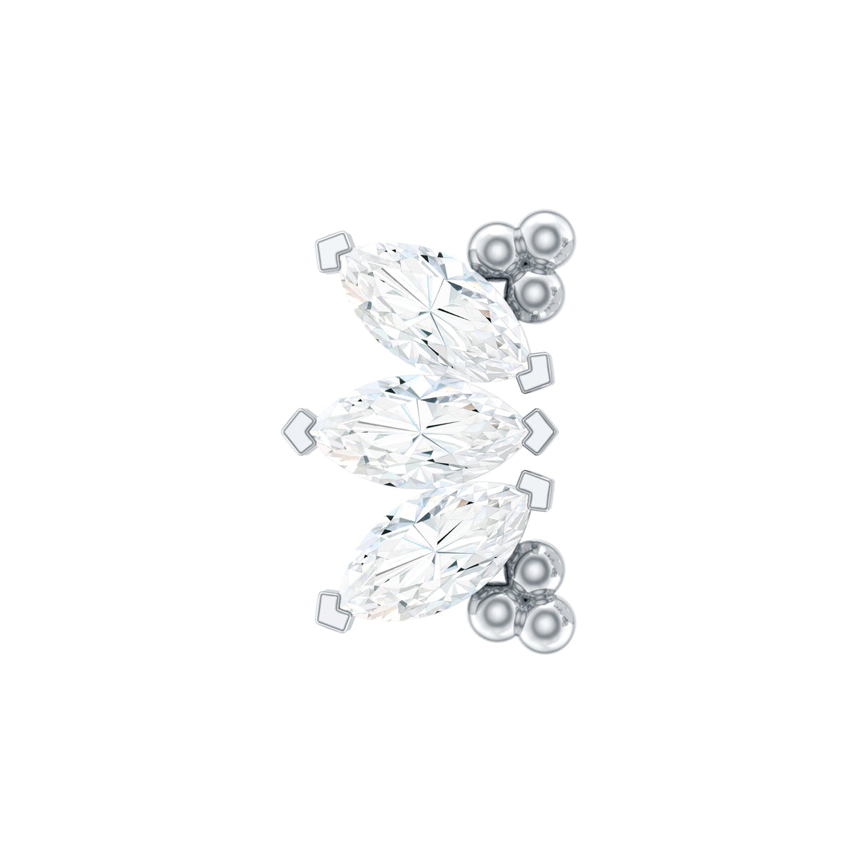 Marquise Diamond 3 Stone Crawler Earring