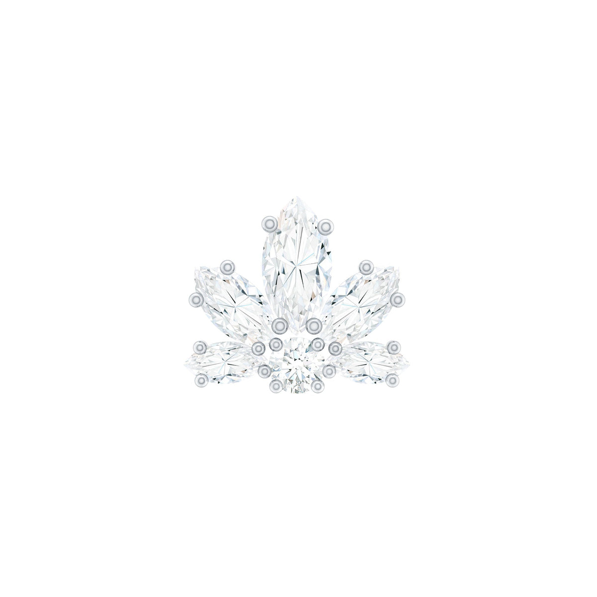 Marquise Diamond Lotus Earring for Upper Lobe Piercing