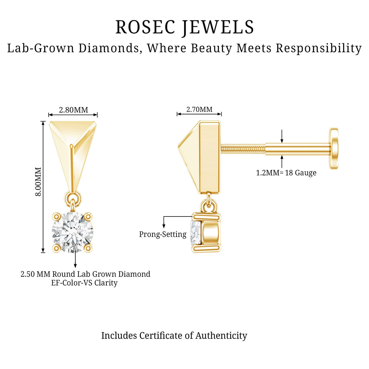 Diamond Drop Earring for Helix Piercing