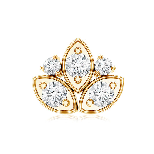 Diamond Lotus Earring for Cartilage Piercing