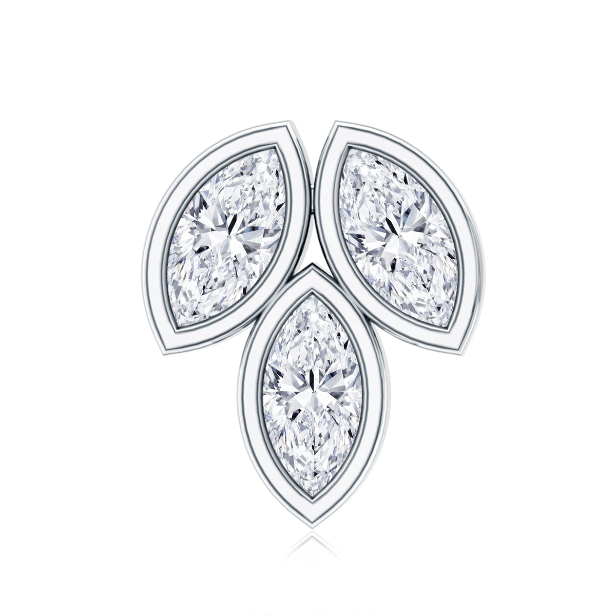Marquise Diamond Three Stone Cluster Earring