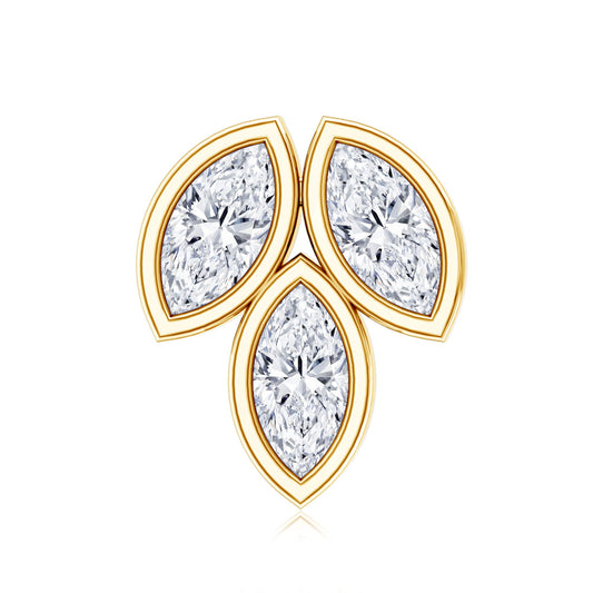 Marquise Diamond Three Stone Cluster Earring