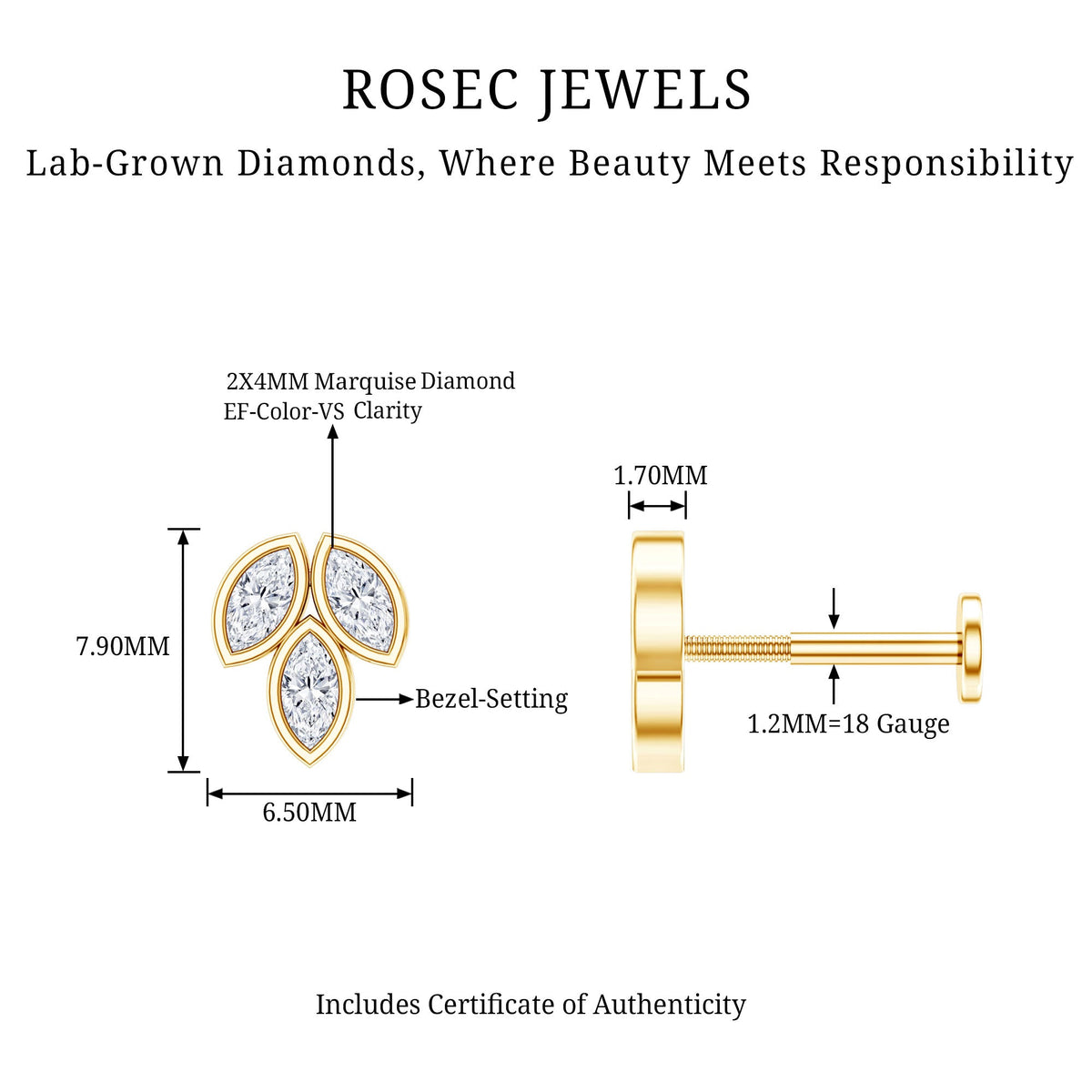Marquise Diamond Three Stone Cluster Earring