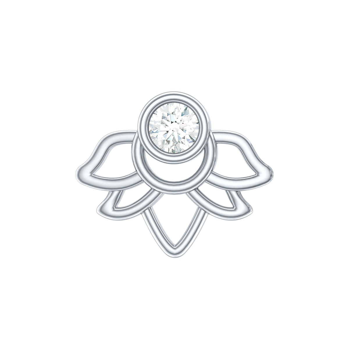 Diamond Lotus Earring for Helix Piercing