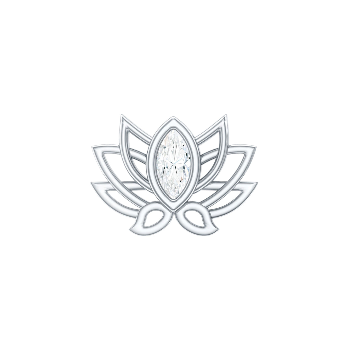 Marquise Diamond Lotus Cartilage Earring for Her