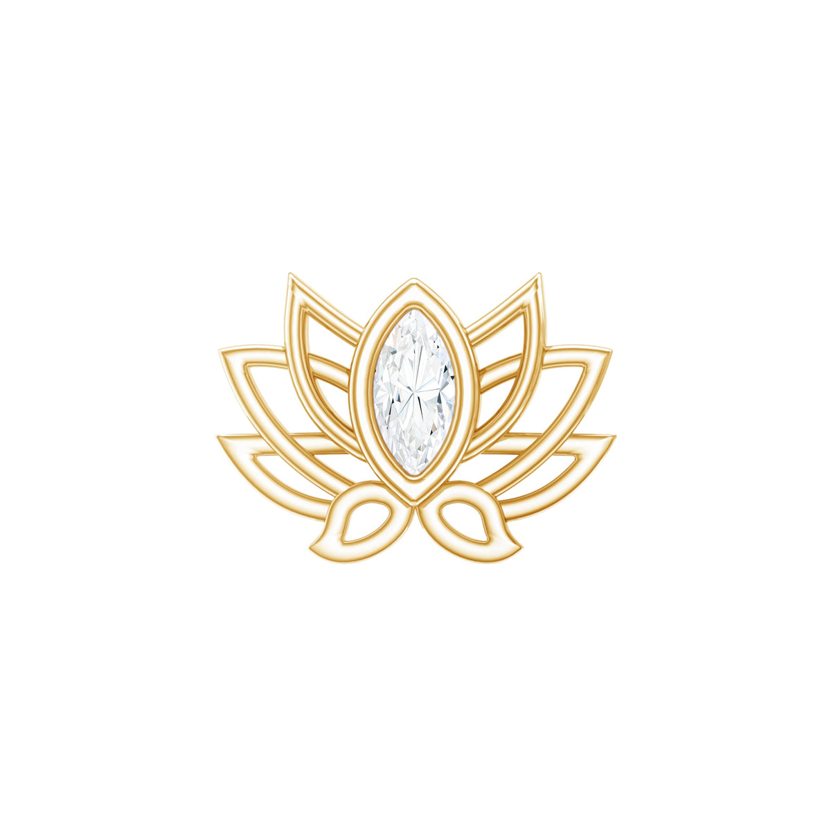 Marquise Diamond Lotus Cartilage Earring for Her