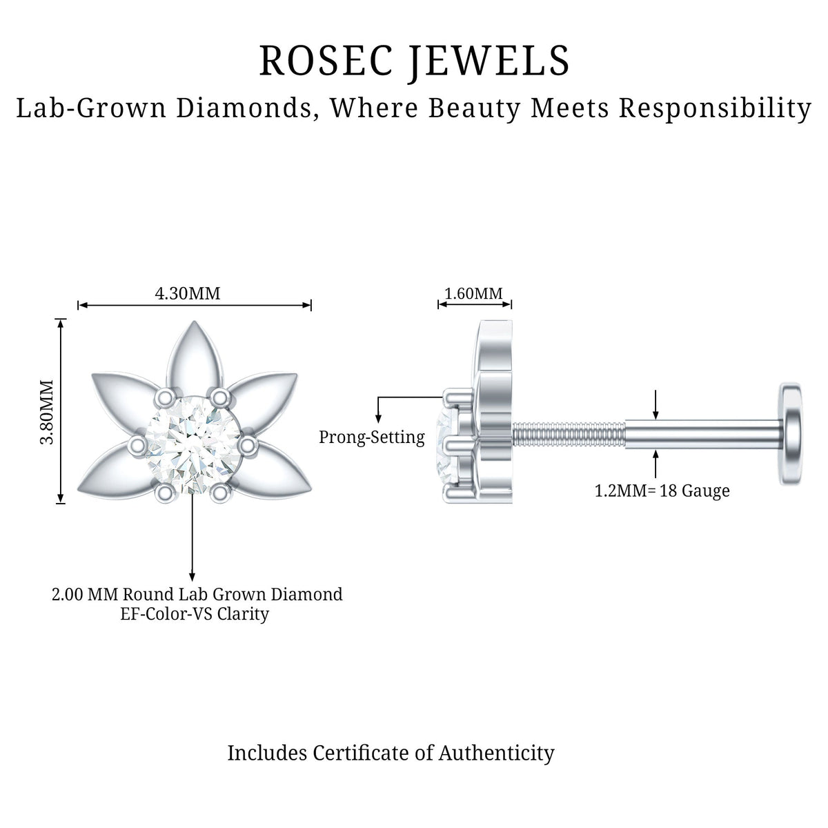 Diamond Floral Earring for Tragus Piercing